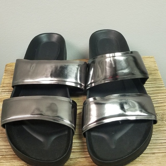 Vince Orion Silver Pewter Metallic Leather 5.5 - Picture 2 of 4